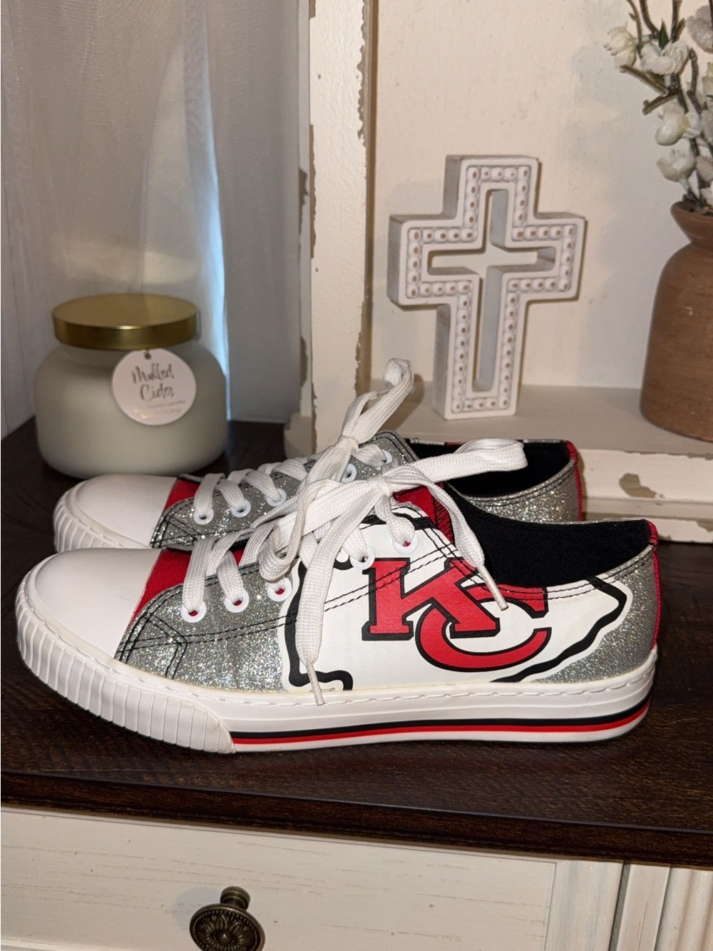Women's Glitter Team Sneakers - Kansas City Chiefs